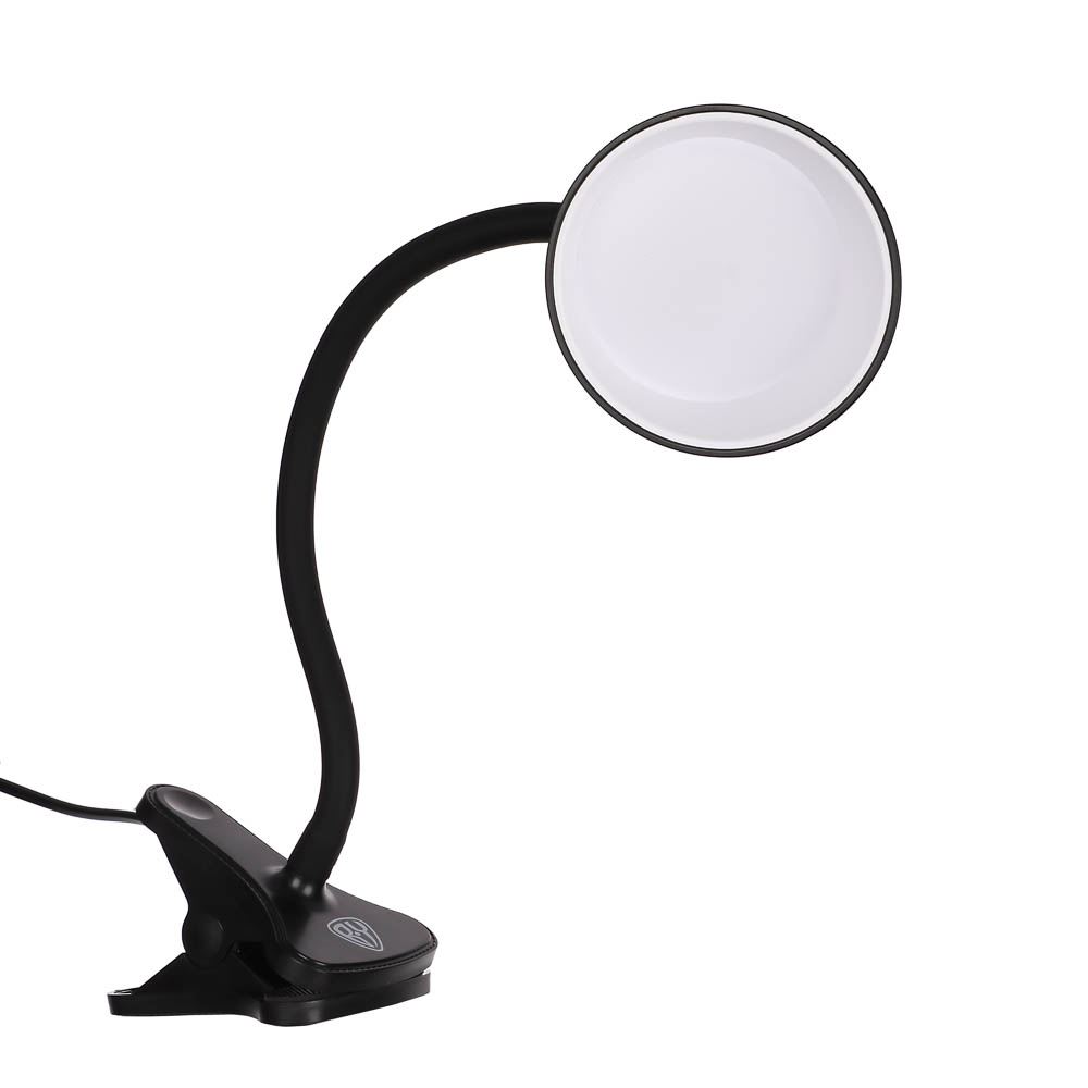 Светильник переносной настольный на прищепке BY, 230В, 5 Вт, 300Лм, металл, пластик, черный, арт.№ 476-442