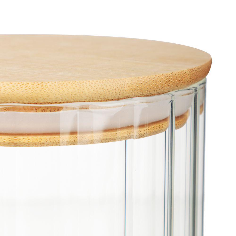 VETTA ЭКО Грани Банка для хранения 700мл, 11х10см, стекло, бамбук, арт.№ 828-320