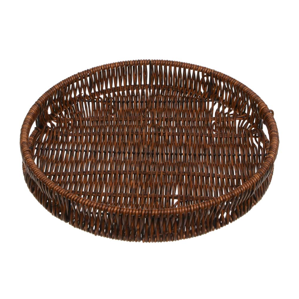 Поднос сервировочный с ручками плетенный, ПВХ, тм Satoshi, 30x30x4см, арт.№ 827-137