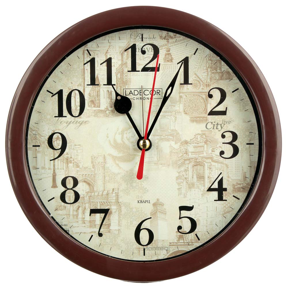LADECOR CHRONO Будильник кварц d15см, пластик, 15,3х15,3х4см, 5 дизайнов, арт.№ 529-166