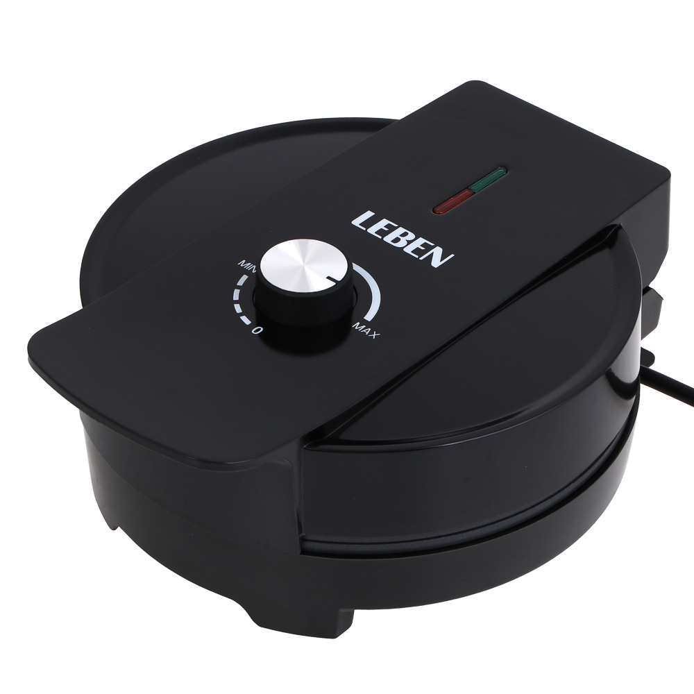 LEBEN Вафельница для бельгийских вафель с регулировкой темп., 1200Вт, d=197мм, 220в, арт.№ 271-040