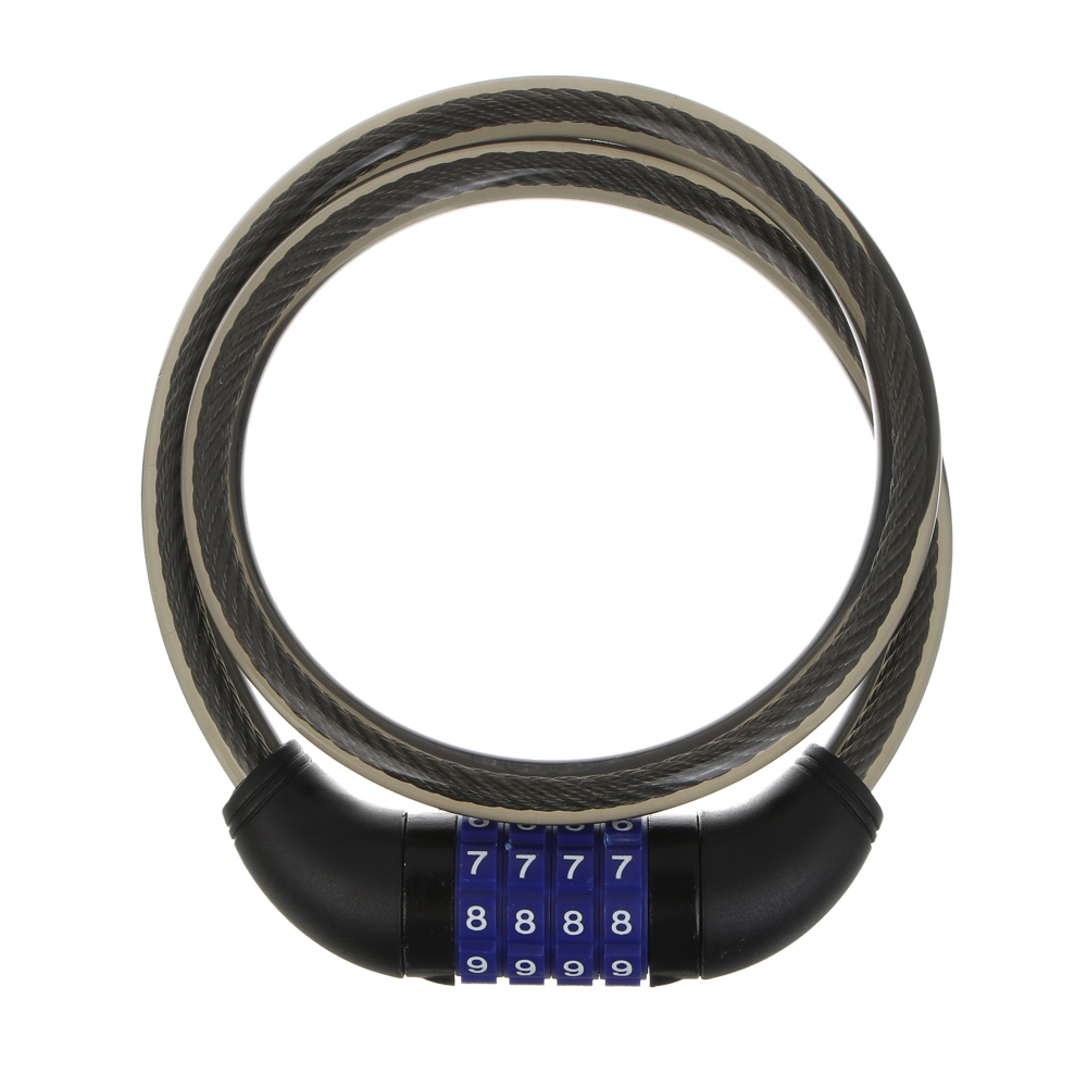 Замок велосипедный тм BY SPORT, противоугонный, тросовый, кодовый, 800х12мм, металл, пластик, черный, арт.№ 468-112