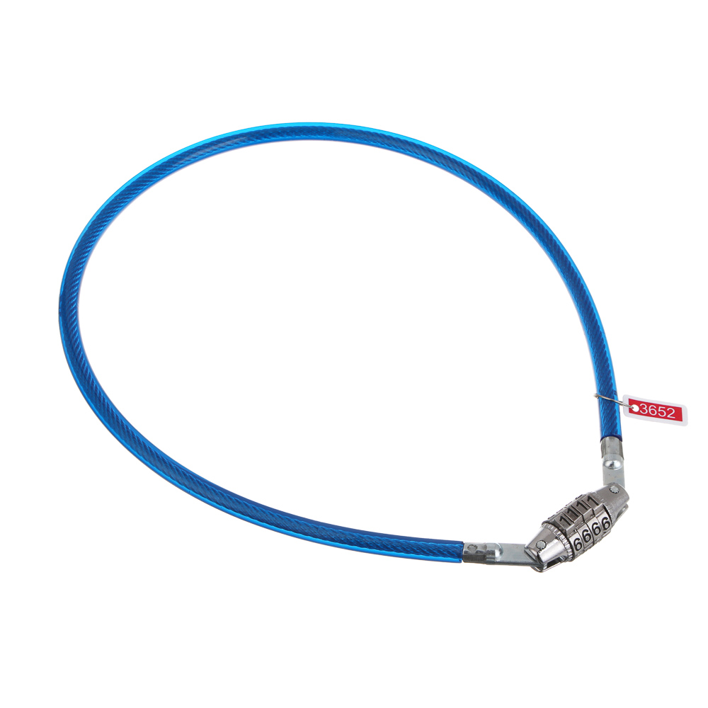 Замок велосипедный тм BY SPORT, противоугонный, тросовый, кодовый, 650х8мм, металл, ПВХ, 3 цвета, арт.№ 468-113