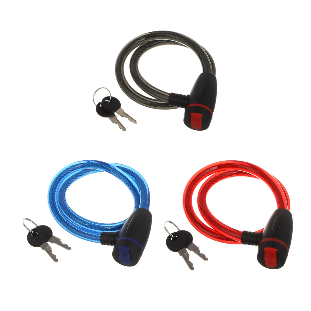 Замок велосипедный тм BY SPORT, противоугонный, тросовый, 680х11,5мм, металл, пластик, 3 цвета, арт.№ 468-114