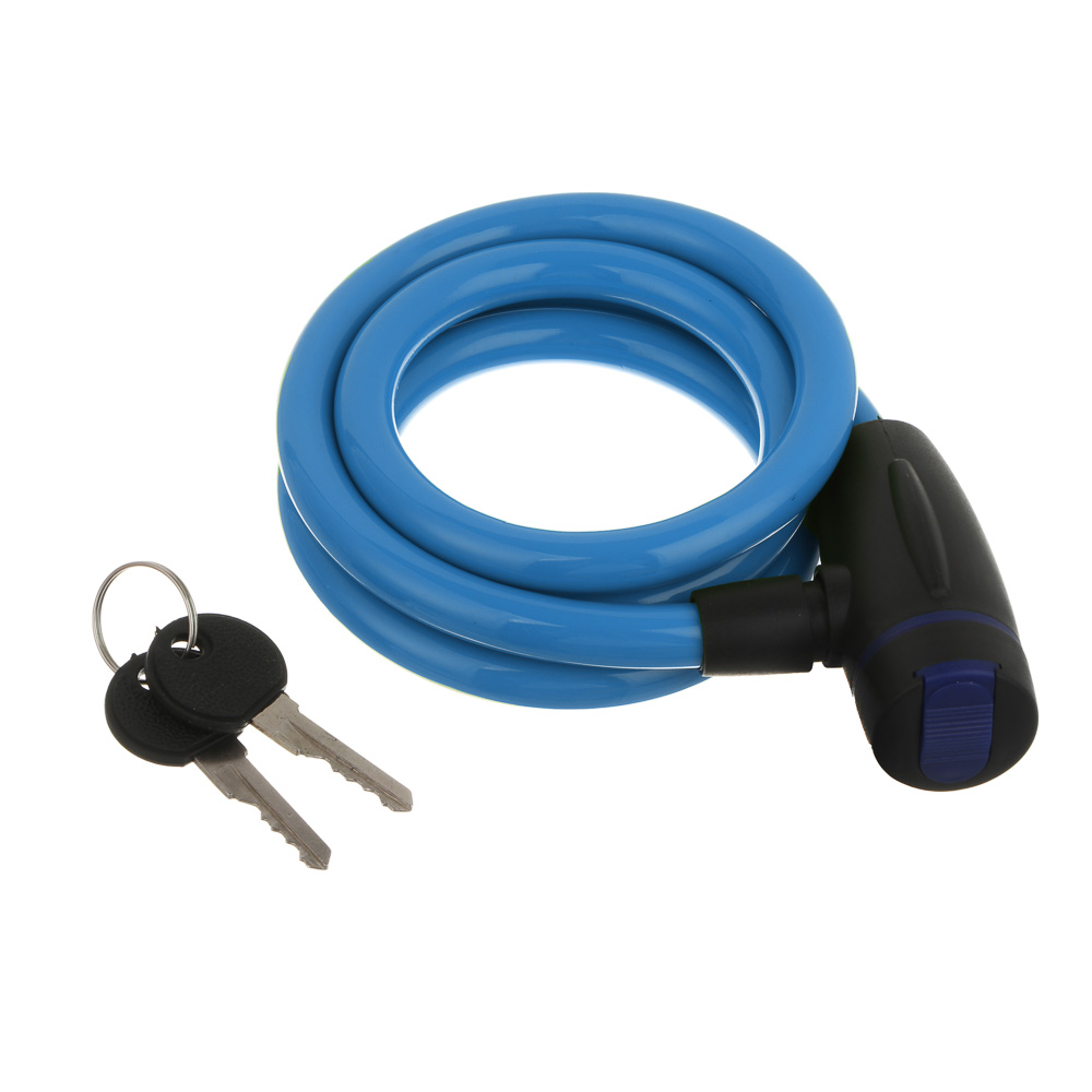 Замок велосипедный тм BY SPORT, противоугонный, тросовый, 1200х12мм, металл, пластик, 3 цвета, арт.№ 468-115