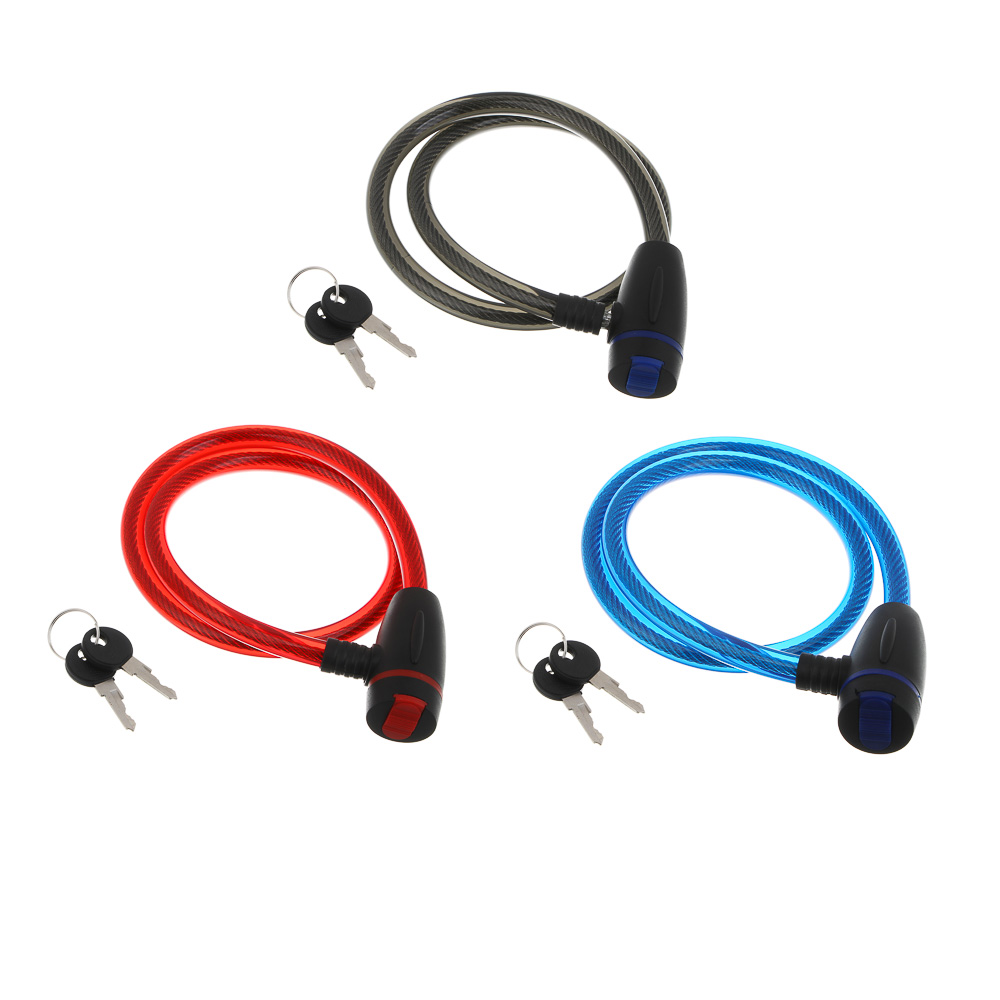 Замок велосипедный тм BY SPORT, противоугонный, тросовый, 800х12мм, металл, пластик, 3 цвета, арт.№ 468-116