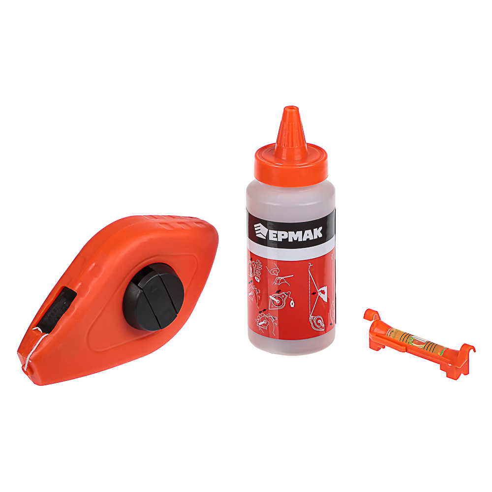 ЕРМАК Набор разметочный: шнур 30м в защитном корпусе, порошок, уровень, арт.№ 624-109