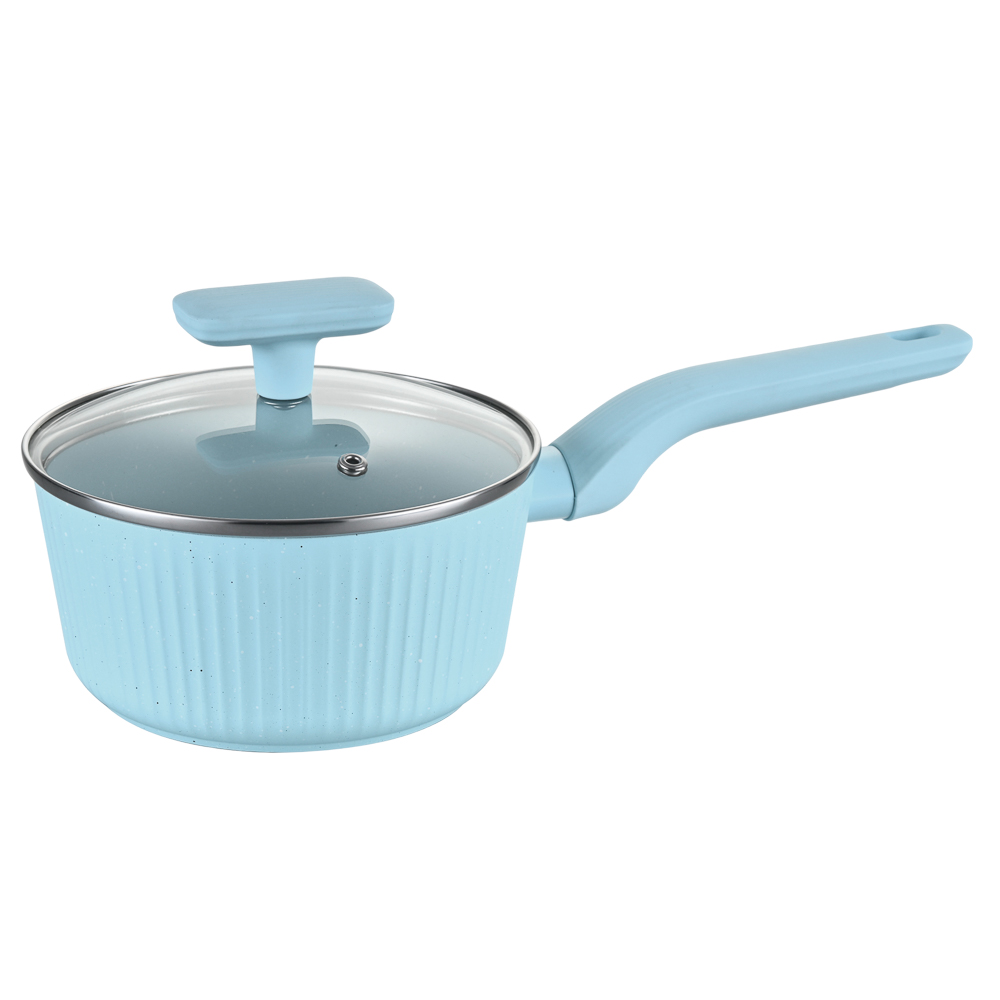 Ковш тм SATOSHI Орра, 1,3л, d16см, с крышкой, антипригарное покрытие мрамор, индукция, 2 цвета, арт.№ 846-786