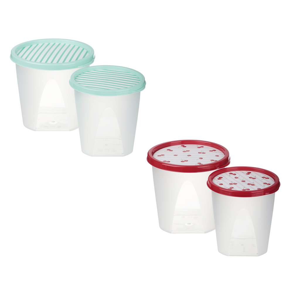 Черри Набор контейнеров круглых 0,6л+1,0л, пластик, 2 цвета, арт.№ 861-607