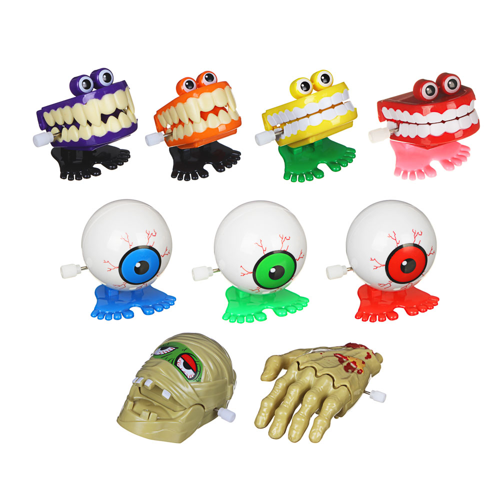 ИГРОЛЕНД Игрушка "Заводная страшилка", пластик, 8,5х5х5см, 9 дизайнов, арт.№ 295-182