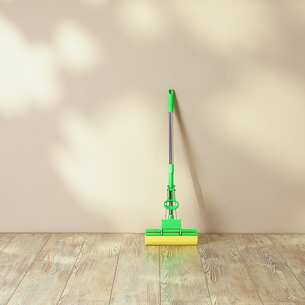 Швабра с отжимом и сменной насадкой ПВА тм VETTA, телеск.ручка 78-110см, нерж. сталь, 2 ряда роликов, арт.№ 444-166