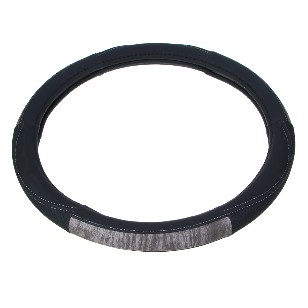 ЕРМАК Оплетка руля, вставка серое дерево, черный (М), искусственная кожа, арт.№ 708-443