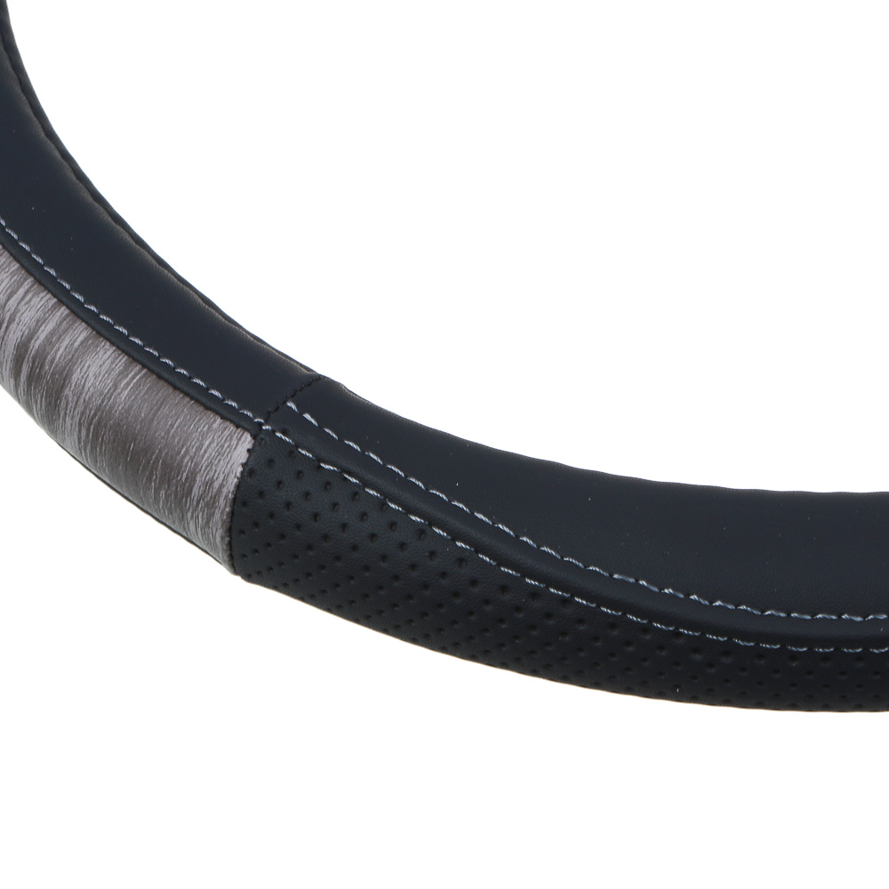 ЕРМАК Оплетка руля, вставка серое дерево, черный (М), искусственная кожа, арт.№ 708-443