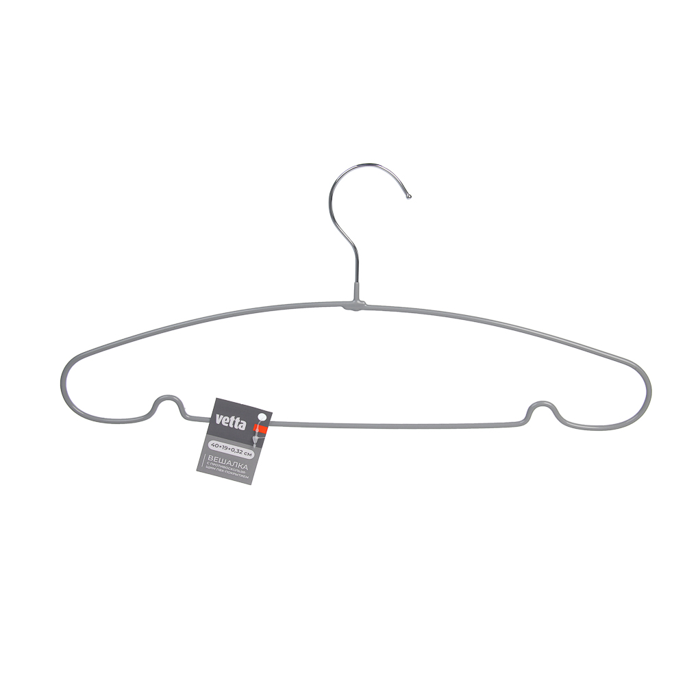 Вешалка для одежды тм VETTA, 40х19х0,32 см, металл, с ПВХ покрытием, 2 цвета, арт.№ 456-154