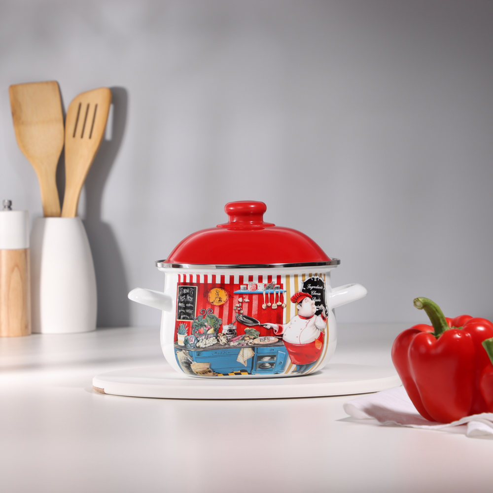 VETTA Повар Кастрюля эмалированная, 18см, 2,0л, индукция, арт.№ 894-439