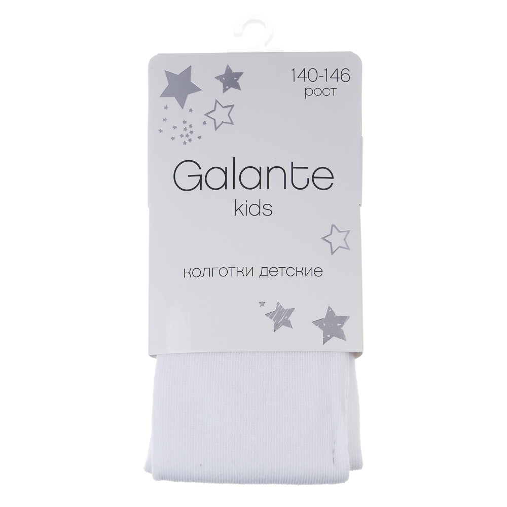 GALANTE Колготки детские, р.140-146, 80% хлопок, 15% полиамид, 5% спандекс, белый, арт.№ 048-119