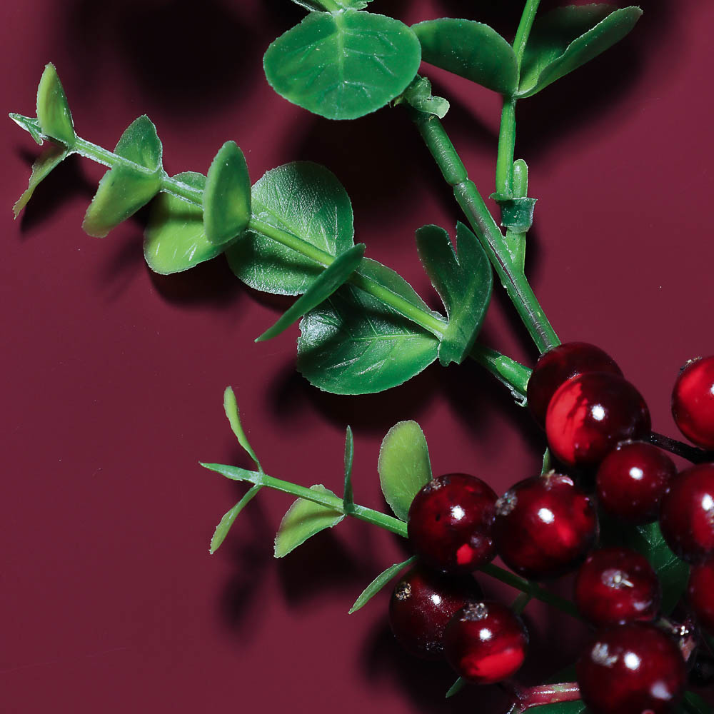 LADECOR Ветка с ягодами искусственная, 34 см, пластик, ткань, арт.№ 409-189