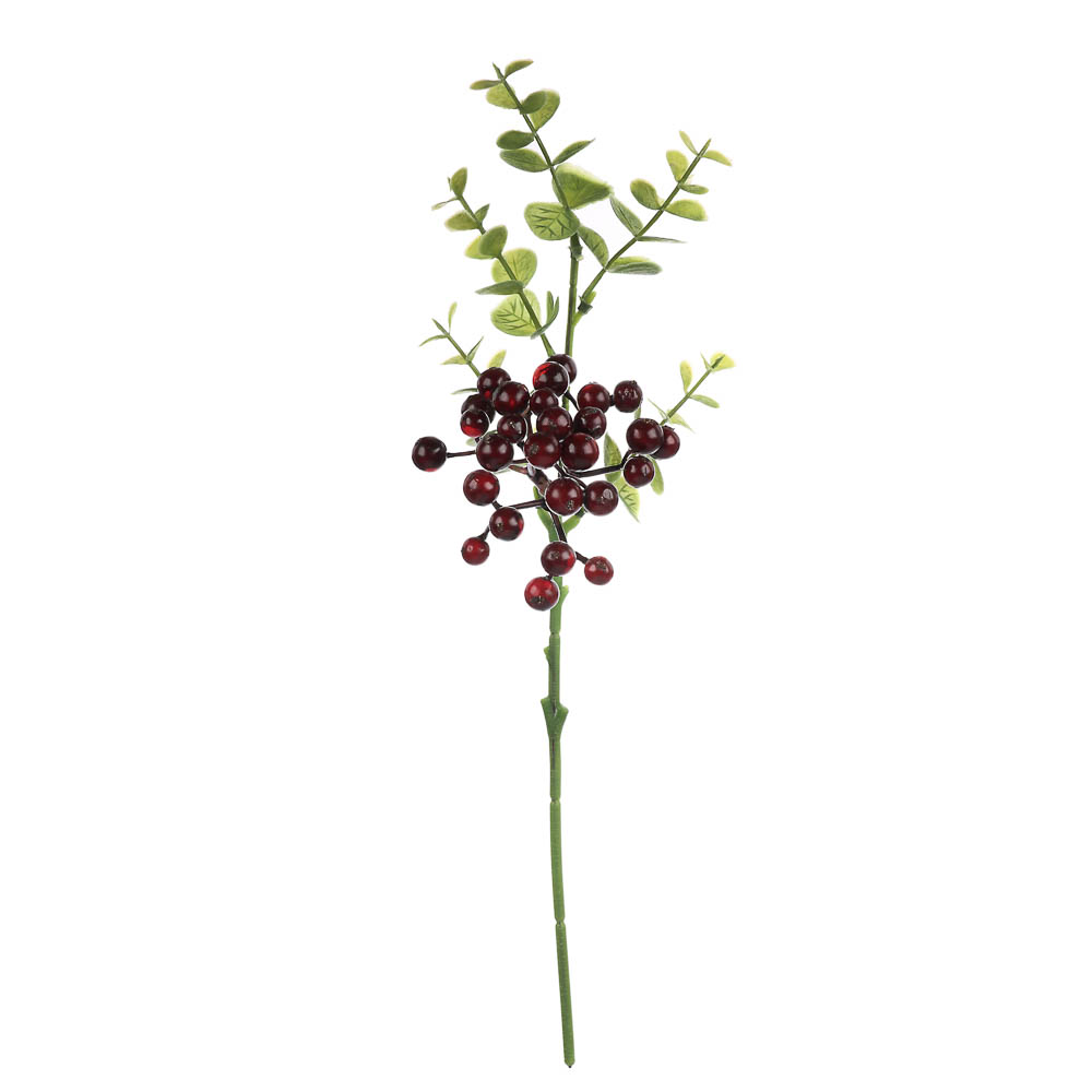 LADECOR Ветка с ягодами искусственная, 34 см, пластик, ткань, арт.№ 409-189