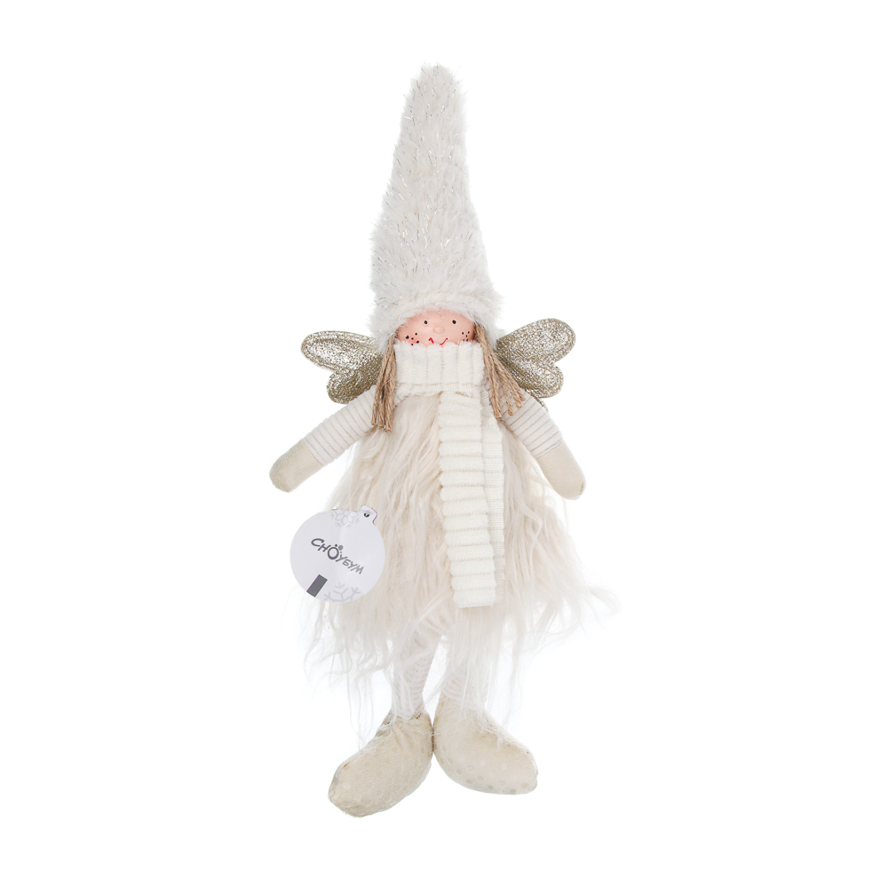 СНОУ БУМ Сувенир Ангелочек 21+13 см, полиэстер, белый, золото, арт.№ 140-129