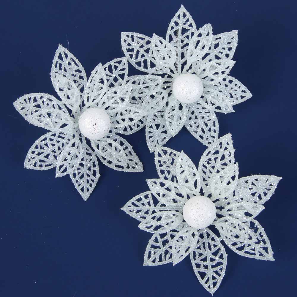 СНОУ БУМ Цветы на проволоке 10x10 см, 3 шт, арт.№ 397-441