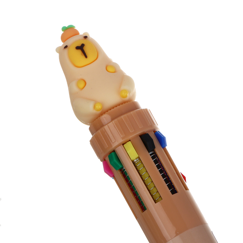 Ручка шариковая 10-цветная, с фигуркой "Капибара", 4 дизайна, арт.№ 591-230