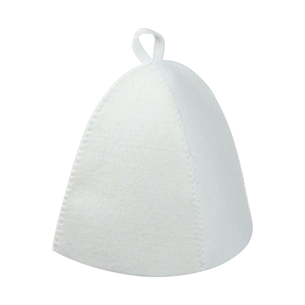 Набор банный ЭКОНОМ 2 предмета без вышивки (шапка, коврик) в пакете, войлок белый/серый, арт.№ 364-294