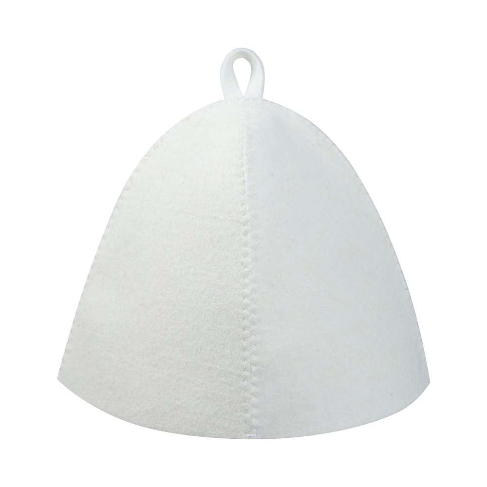 Набор банный ЭКОНОМ 2 предмета без вышивки (шапка, коврик) в пакете, войлок белый/серый, арт.№ 364-294