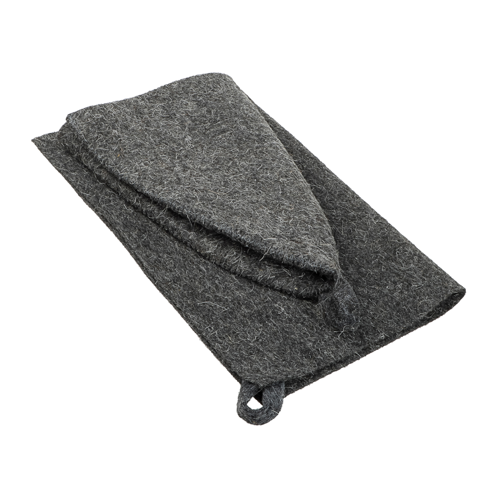 Набор банный ЭКОНОМ 2 предмета без вышивки (шапка, коврик) в пакете, войлок белый/серый, арт.№ 364-294