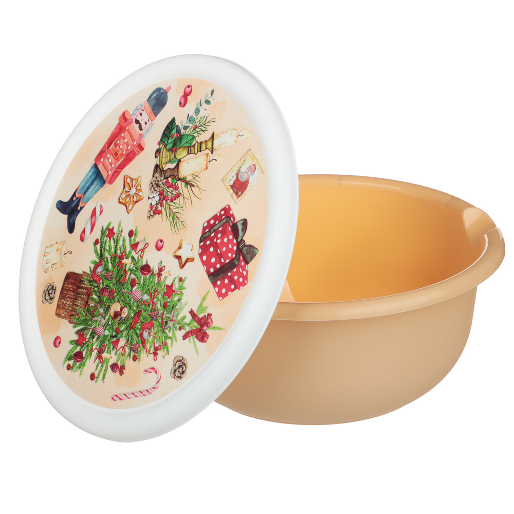 Зимние игрушки Миска с крышкой 2,1л, пластик, арт.№ 861-552
