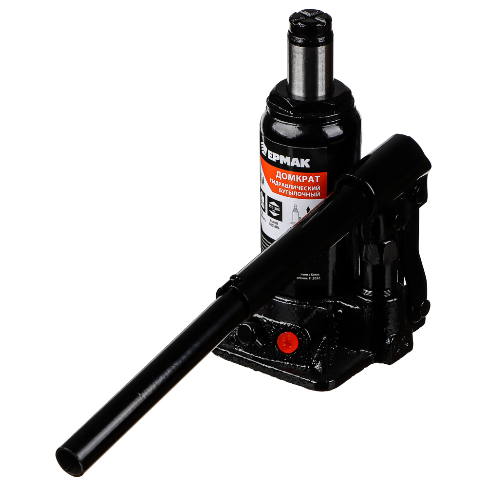 ЕРМАК Домкрат гидравлический бутылочный 2 т, высота подъема 150-285мм, арт.№ 770-068