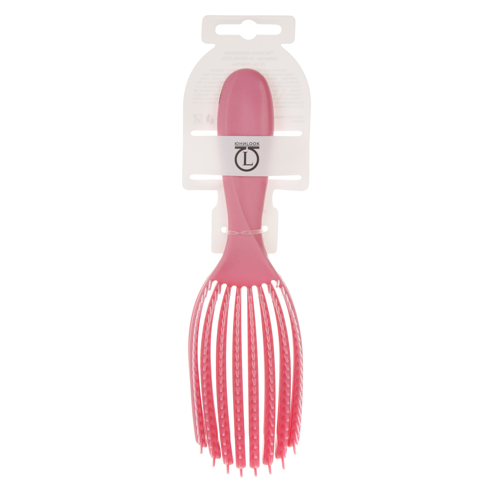 Расческа массажная веерная тм ЮНИLOOK, 23 см, пластик, 4 цвета, арт.№ 319-247