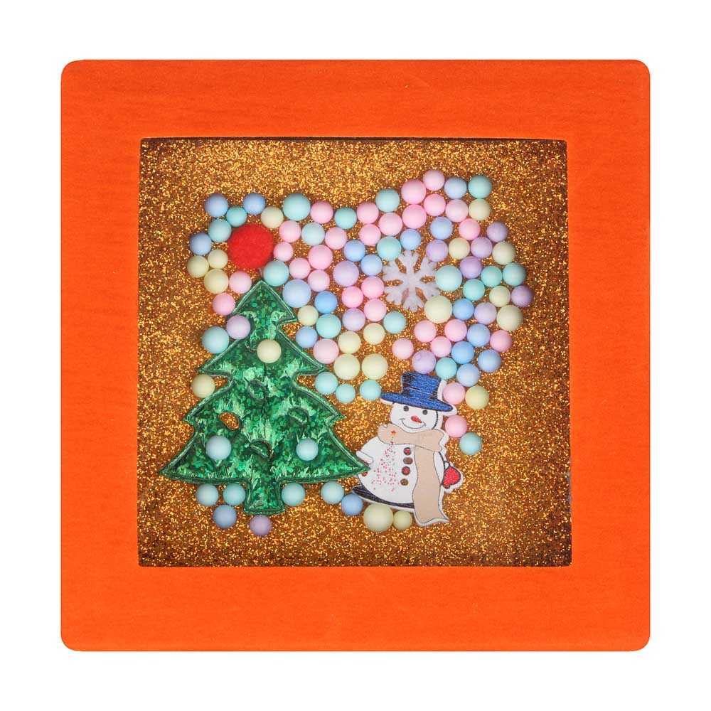 СНОУ БУМ Коробка подарочная бархатная, с ПВХ окном и декором внутри, 13x13x12,8 см, 4 цв.,квадратная, арт.№ 369-593