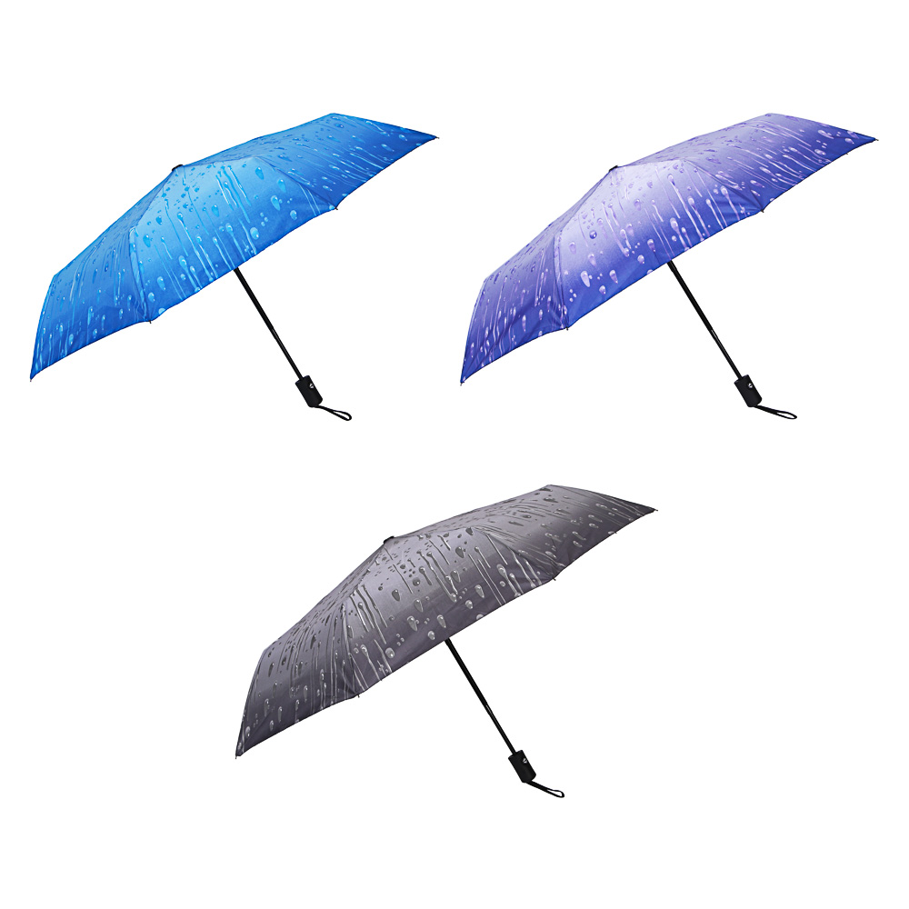 Зонт автомат, диаметр 95 см, 8 спиц, металл, пластик, полиэстер, 4 дизайна, арт.№ 302-417