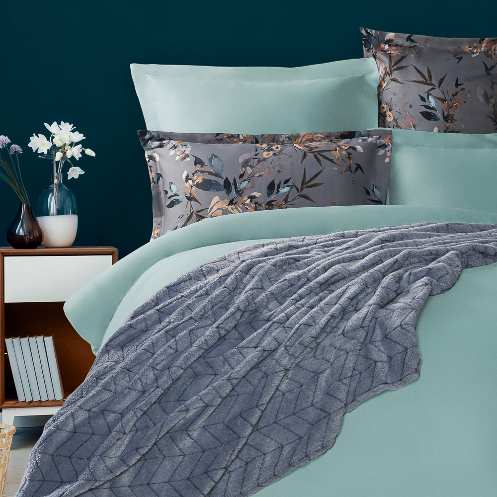 BY COLLECTION Пододеяльник 200х220см, 100% хлопок, голубой, арт.№ 432-188