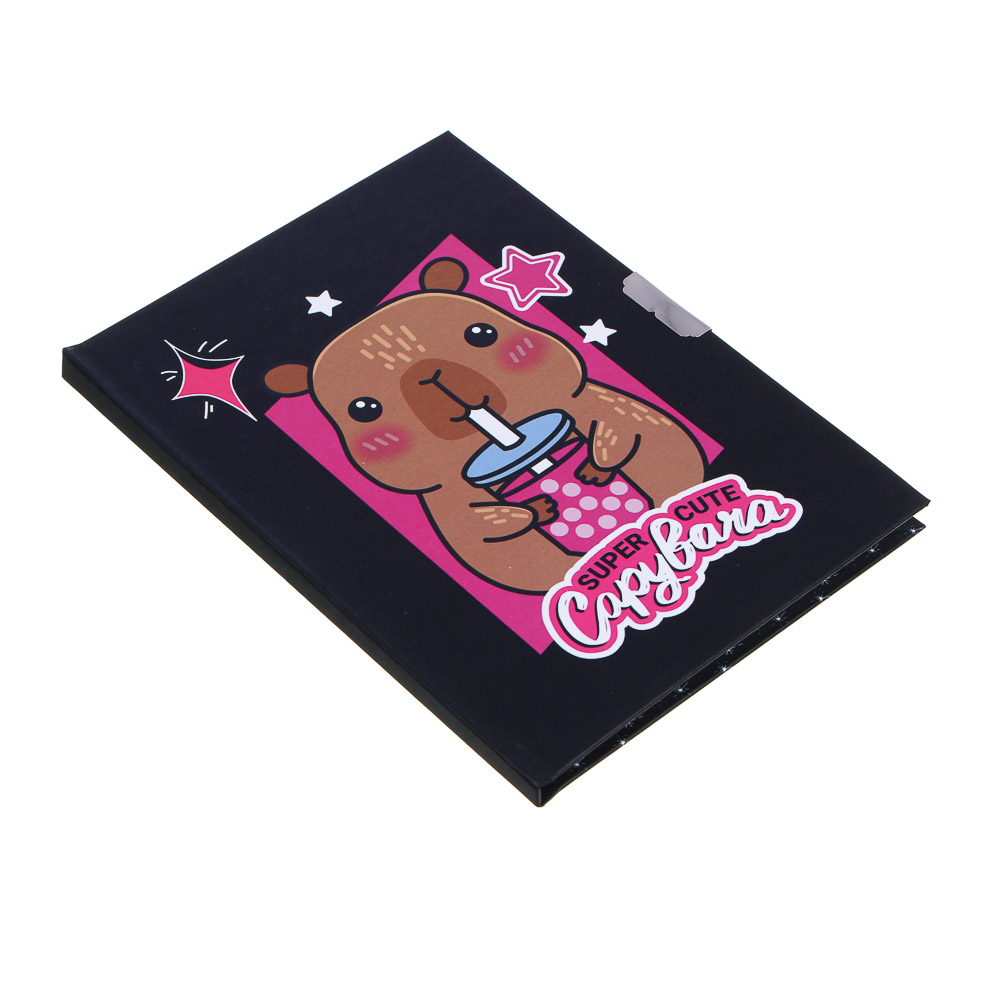 Записная книжка, 13х18 см, с замком, "Панда/Капибара", с фигурной ручкой, в коробке, арт.№ 524-297