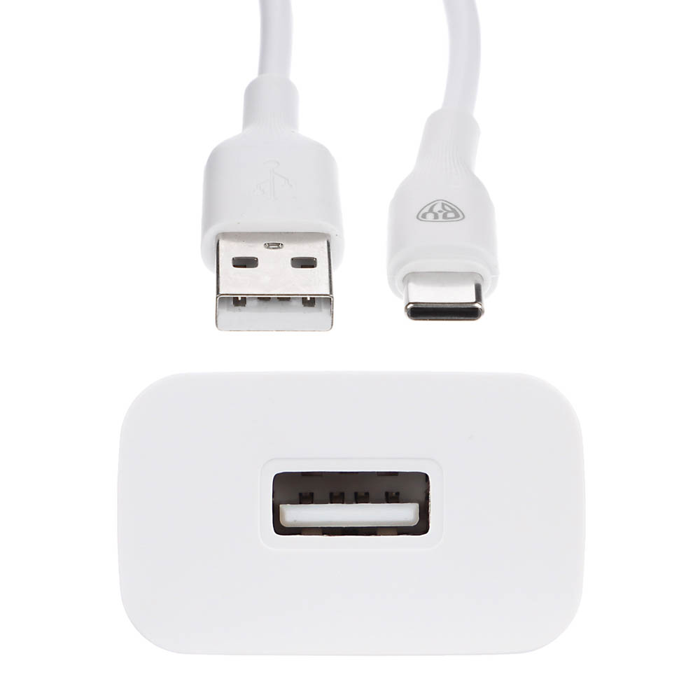 Сетевое зарядное устройство с кабелем BY Usual 10Вт,USB-A,каб Type-C, 2А,100см,110-240В,белый, арт.№ 916-259