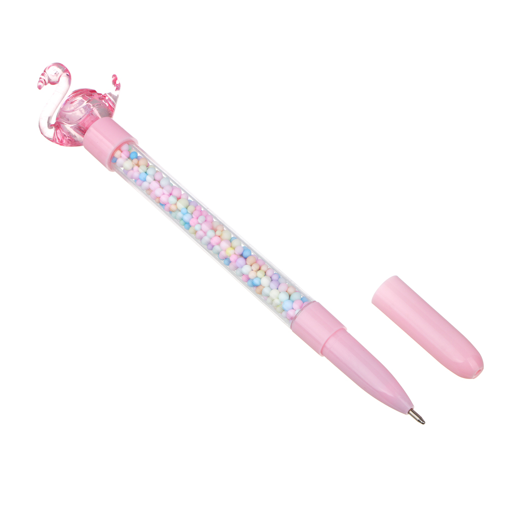 Ручка шариковая синяя с фигурным наконечником и шариками в корпусе, корпус 18,5-19,5 см, 4 дизайна, арт.№ 591-015