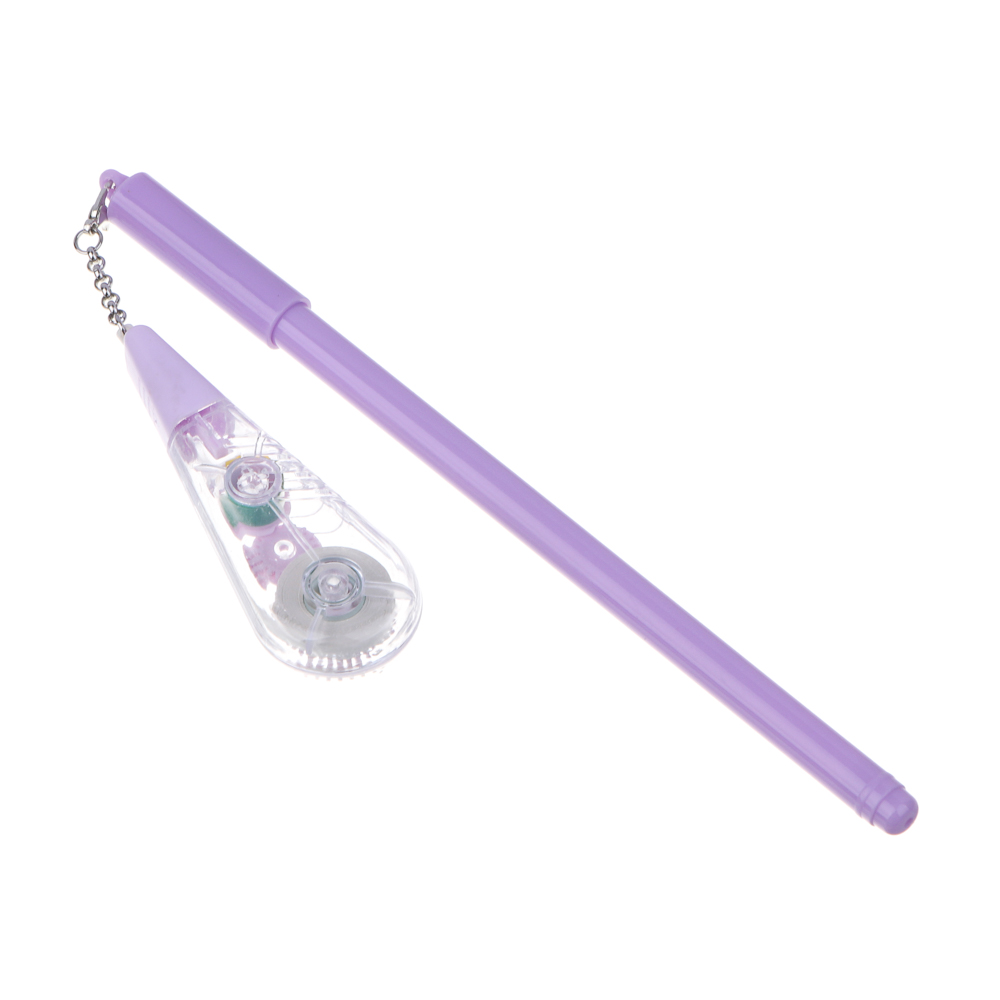 Ручка шариковая синяя с корректирующей лентой на подвесе, 17,5 см, 4 дизайна, арт.№ 591-016