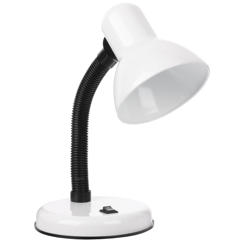 Лампа настольная BY, Е27, 28см, 40Вт, 220В, с выключателем, шнур 75 см, белый, арт.№ 476-445