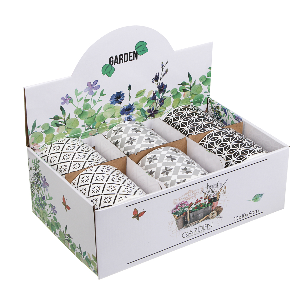 Кашпо тм INBLOOM, 10х9см, керамика, диз.2, арт.№ 164-408