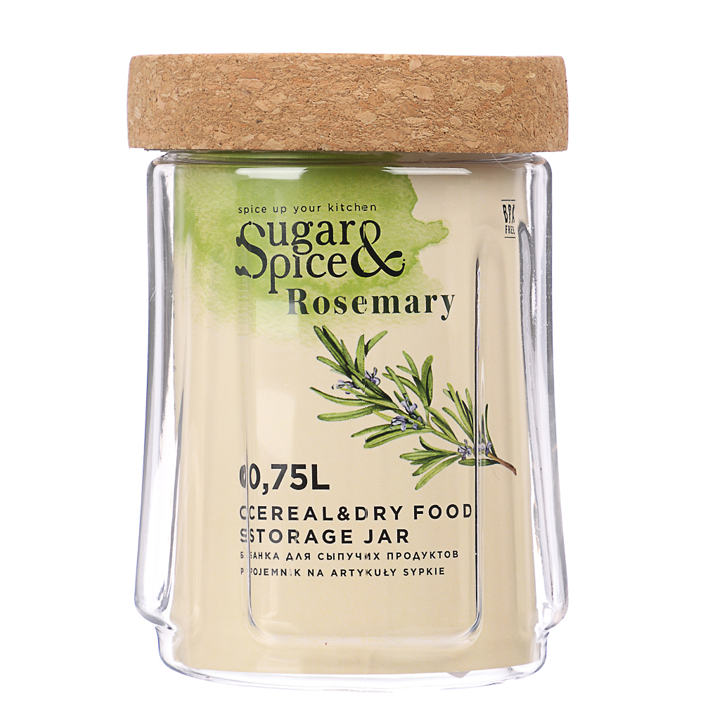 Банка для сыпучих продуктов Sugar&Spice Rosemary 0,75л, пластик, пробковая крышка, арт.№ 861-432