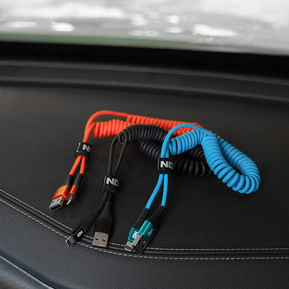 NG Кабель для зарядки Спираль iP, 2 м, 2.4А, быстрая зарядка, 3 цвета, арт.№ 788-041