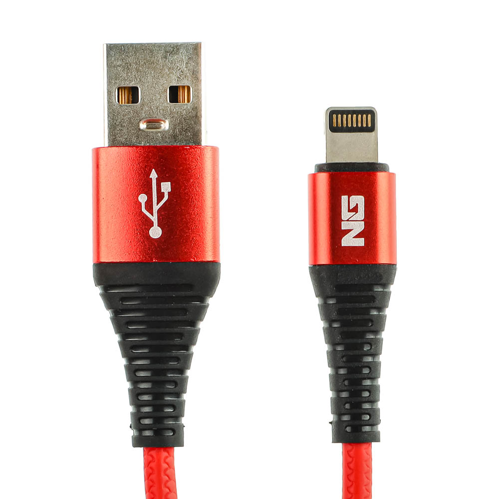 NG Кабель для зарядки Спираль iP, 2 м, 2.4А, быстрая зарядка, 3 цвета, арт.№ 788-041