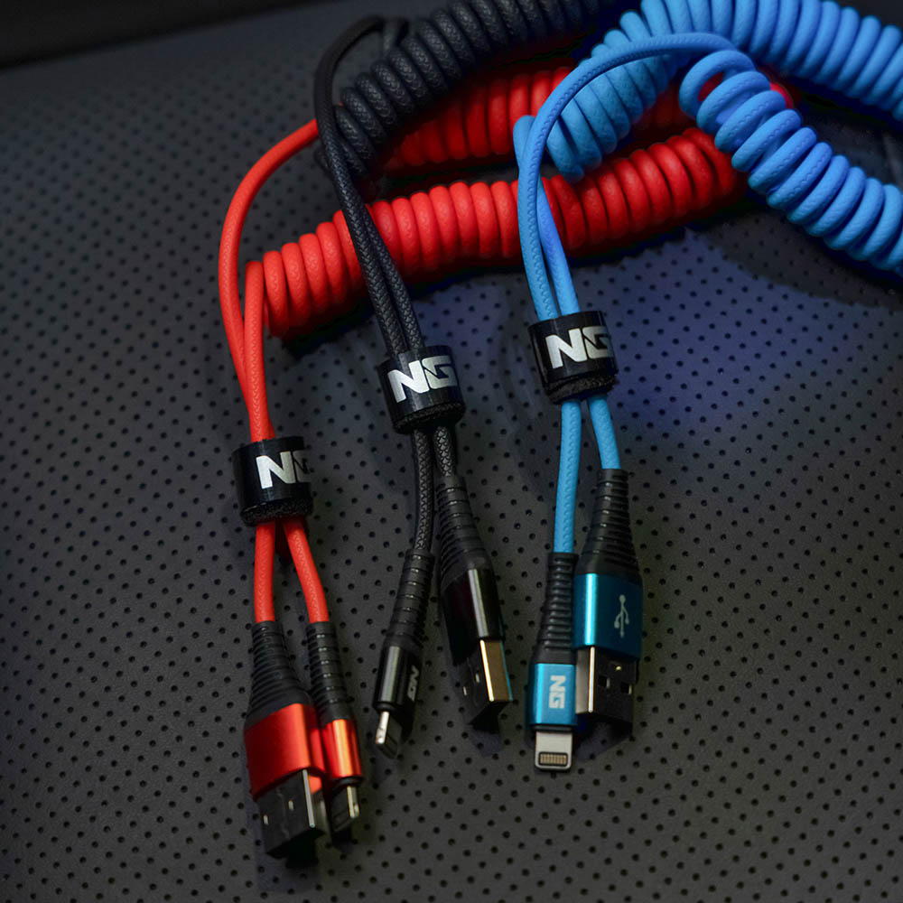 NG Кабель для зарядки Спираль iP, 2 м, 2.4А, быстрая зарядка, 3 цвета, арт.№ 788-041