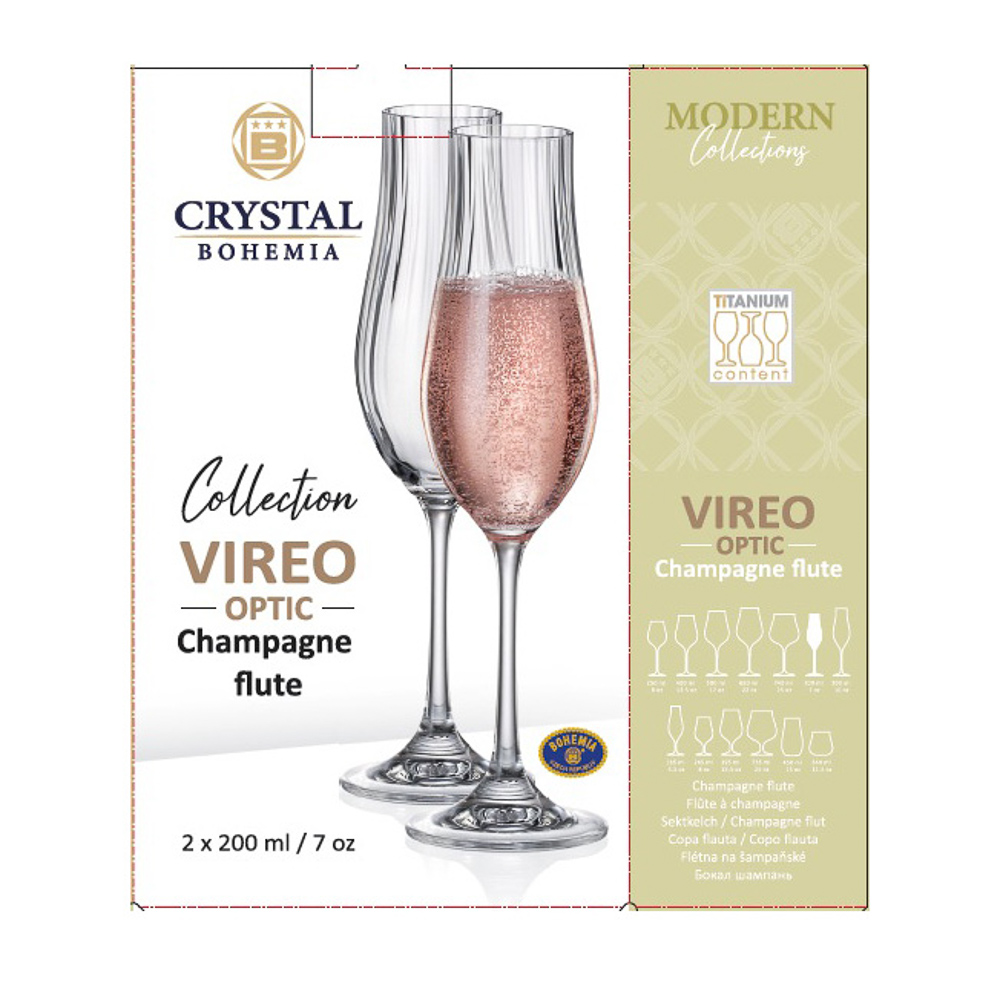 CRYSTAL BOHEMIA Vireo Optic Набор бокалов для вина 2шт 650 мл, стекло, арт.№ 878-807