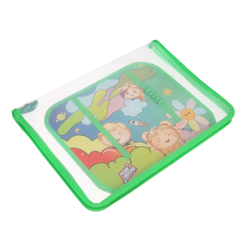 Папка для труда BY Русские Супергерои А4 пластик, молния вокруг, откидная планка, 33х2,5х23 cм, арт.№ 801-085