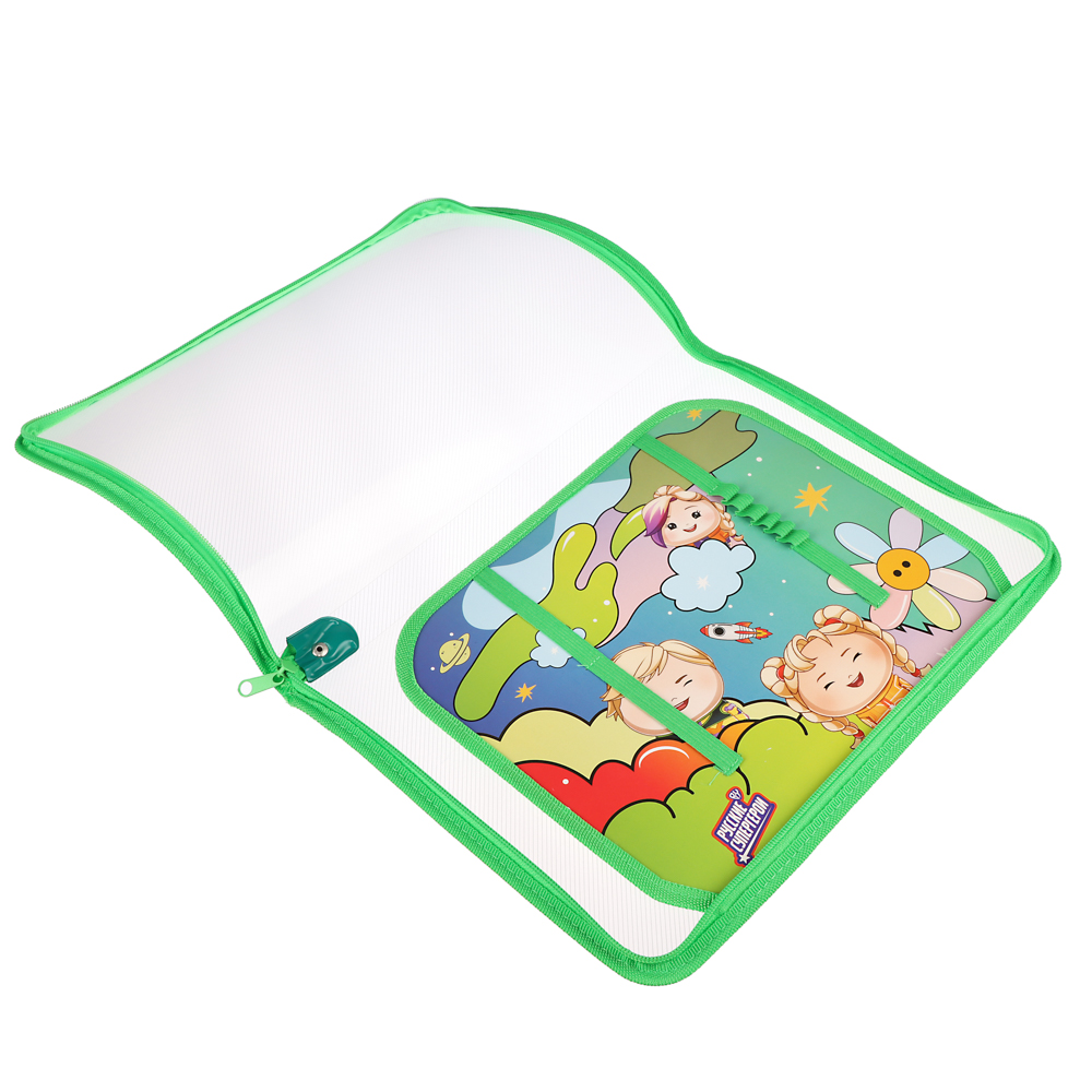 Папка для труда BY Русские Супергерои А4 пластик, молния вокруг, откидная планка, 33х2,5х23 cм, арт.№ 801-085