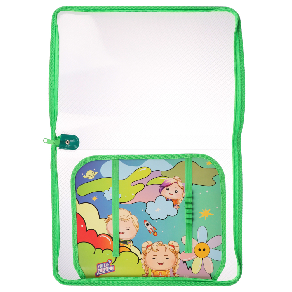 Папка для труда BY Русские Супергерои А4 пластик, молния вокруг, откидная планка, 33х2,5х23 cм, арт.№ 801-085