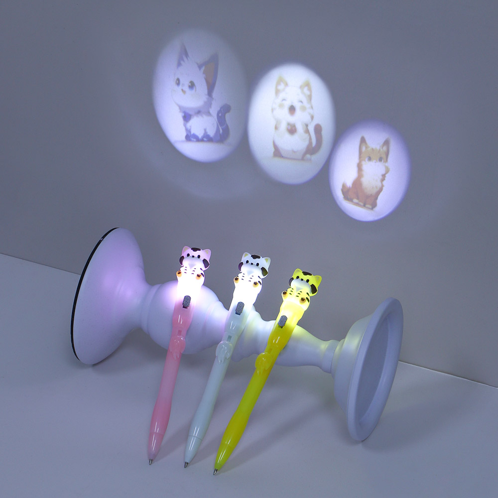 Ручка шариковая синяя с проекцией "Котик", 3 дизайна, шоу-бокс, арт.№ 591-249