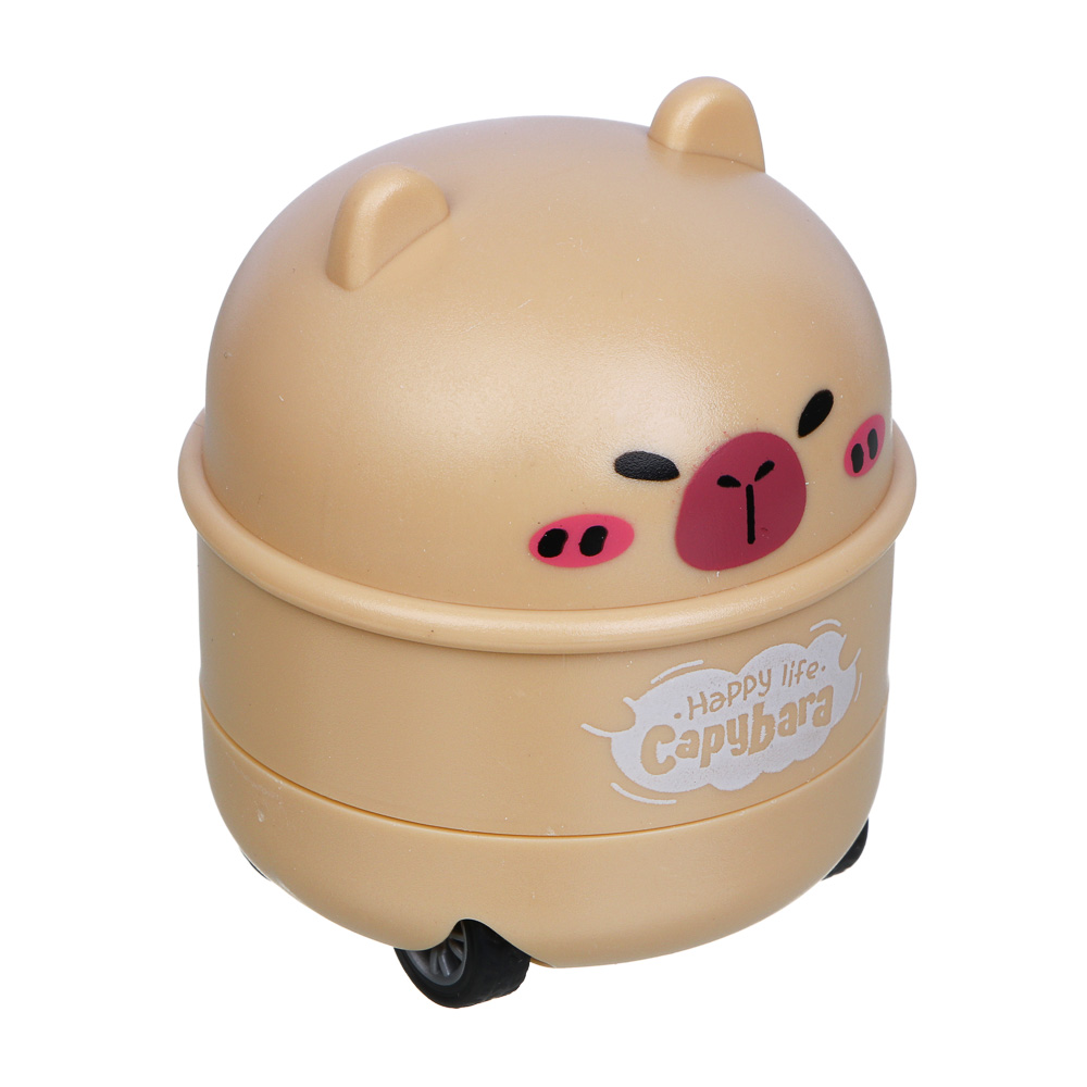 Точилка с контейнером "Капибара", на механических колесиках, 2 дизайна, шоу-бокс, арт.№ 607-077